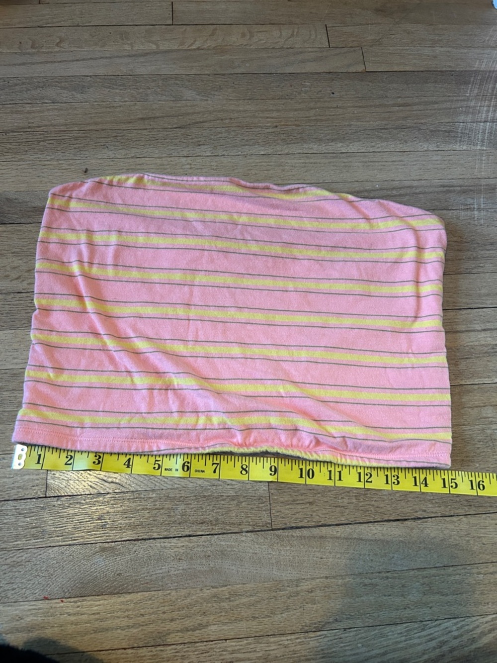 Pink & Yellow Striped Tube Top